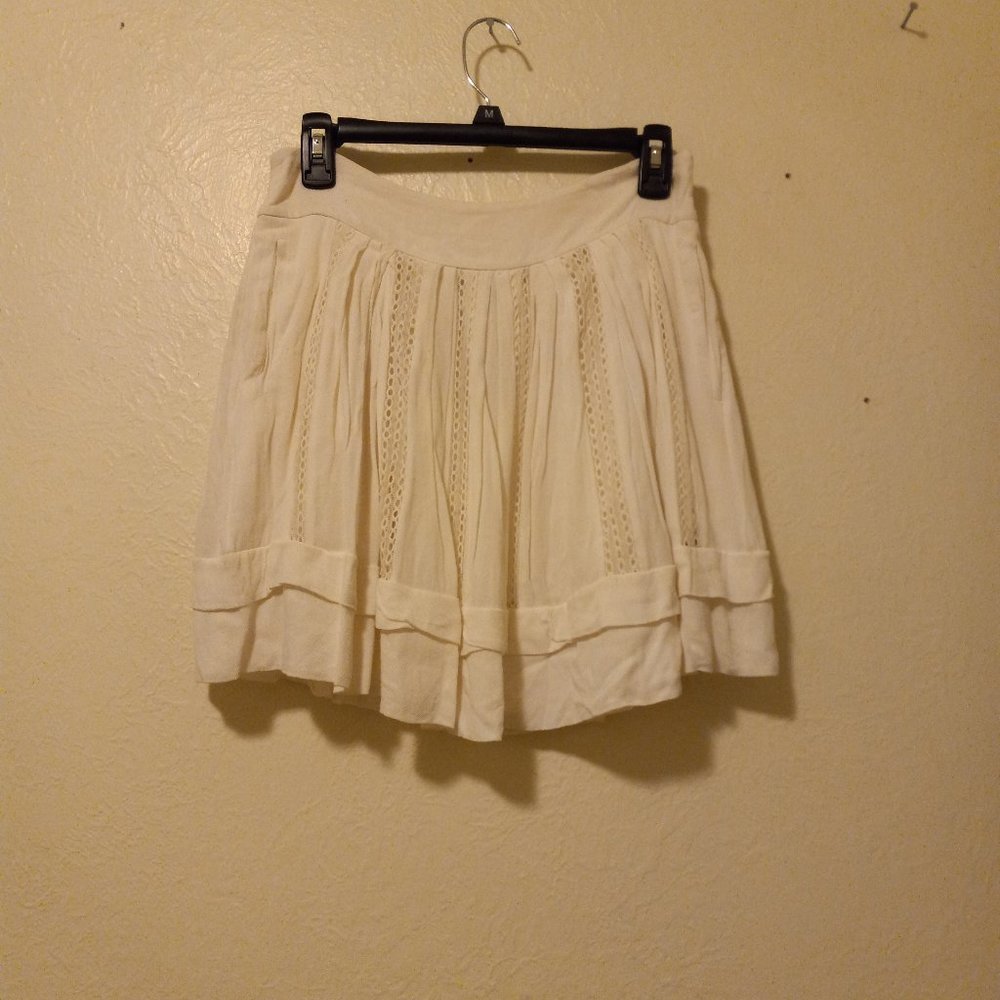 IRO White Crochet Inset Boho Tennis Skirt Preppy Boho Girly Cottagecore Prairie - Picture 5 of 12
